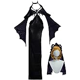 MEOWCOS Maxi Bodycon Dress Long Slit Gothic Spider Pattern Halloween Costume
