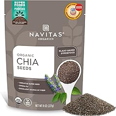 Navitas Organics Chia Seeds – For Chia Pudding, Smoothies, Baking, Salads & More – Omega 3, Fiber, Minerals - USDA Organic, N