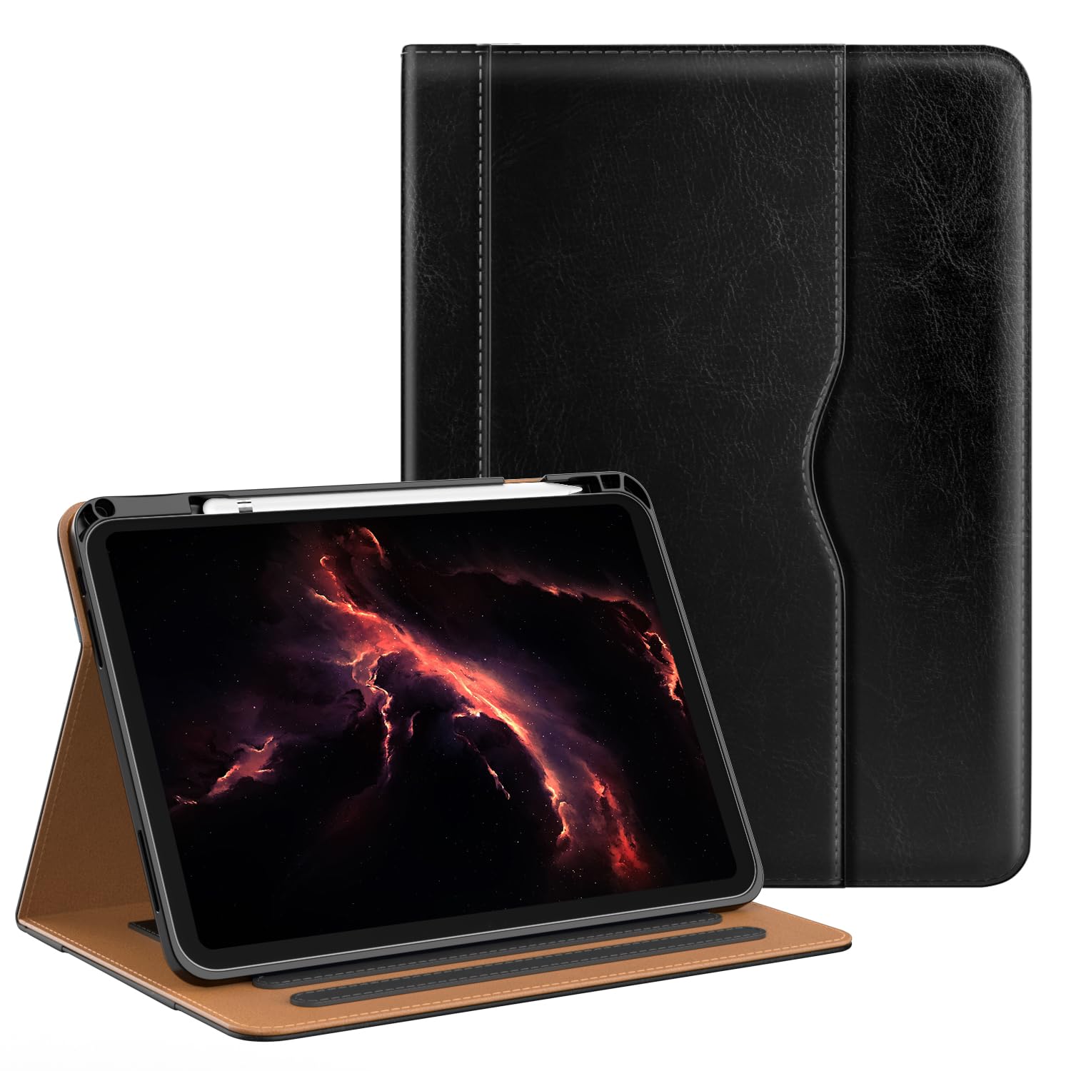 Photo 1 of OKP Case for iPad 11-inch (A16) 2025 / 10th Generation 2022, for ipad 11th /10th 10.9 inch with Multi-Angle Viewing PU Leather Stand Cover with Pencil Holder & Pocket, Auto Sleep/Wake, Black