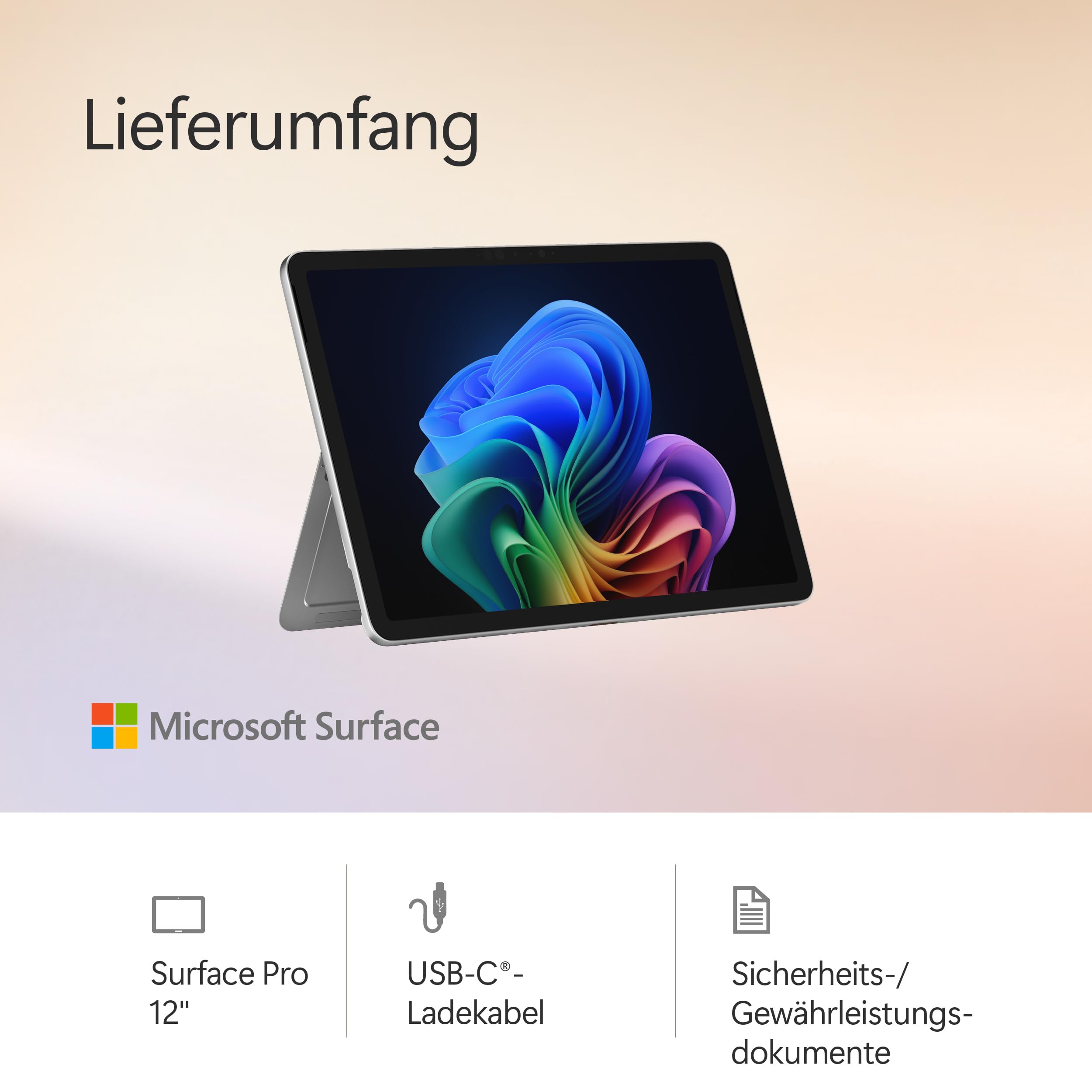 Microsoft Surface Pro | Copilot+ PC | 12” LCD Touchscreen | Snapdragon® X Plus | 16GB RAM | 256GB Speicher | Neuestes Modell | Platin
