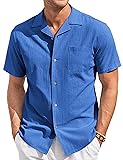 COOFANDY Linen Shirts for Men Short Sleeve Cuban
