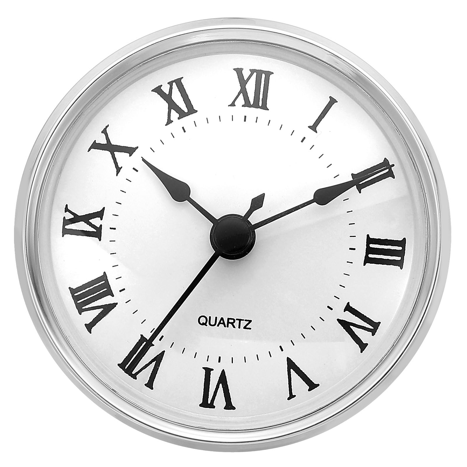 PATIKIL 3.1" 80mm Quartz Clock Insert, Round Quartz Movement Miniature Clock Mini Roman Numeral Clock Fit 76mm/3" Diameter Hole for Replacement Home, Style 24, Silver Tone