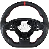LOSCHEN Full Leather Steering Wheel for Chevrolet Corvette C7 2014-2019 Full Nappa Perforated Leather, D-shaped Flat-bottom Steering Wheel
