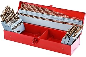 AIMLENTOOL 115Pcs Cobalt Drill Bits Set, M35 HSS, 135 Degree Tip, Twist Jobber Length Drill Bit Kit for Hardened Metal, Cast Iron, Stainless Steel, Plastic and Wood with Storage Case, 1/16"-1/2"