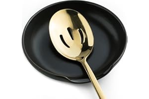 LYEOBOH Spoon Rest for Stove Top, Large Kitchen Spoon Holder, 5 Inch Ceramic Spoon Rest for Kitchen Counter, Cooking Spoon Rest Spatula Holder for Tongs, Ladles, Set of 1, Matte Black