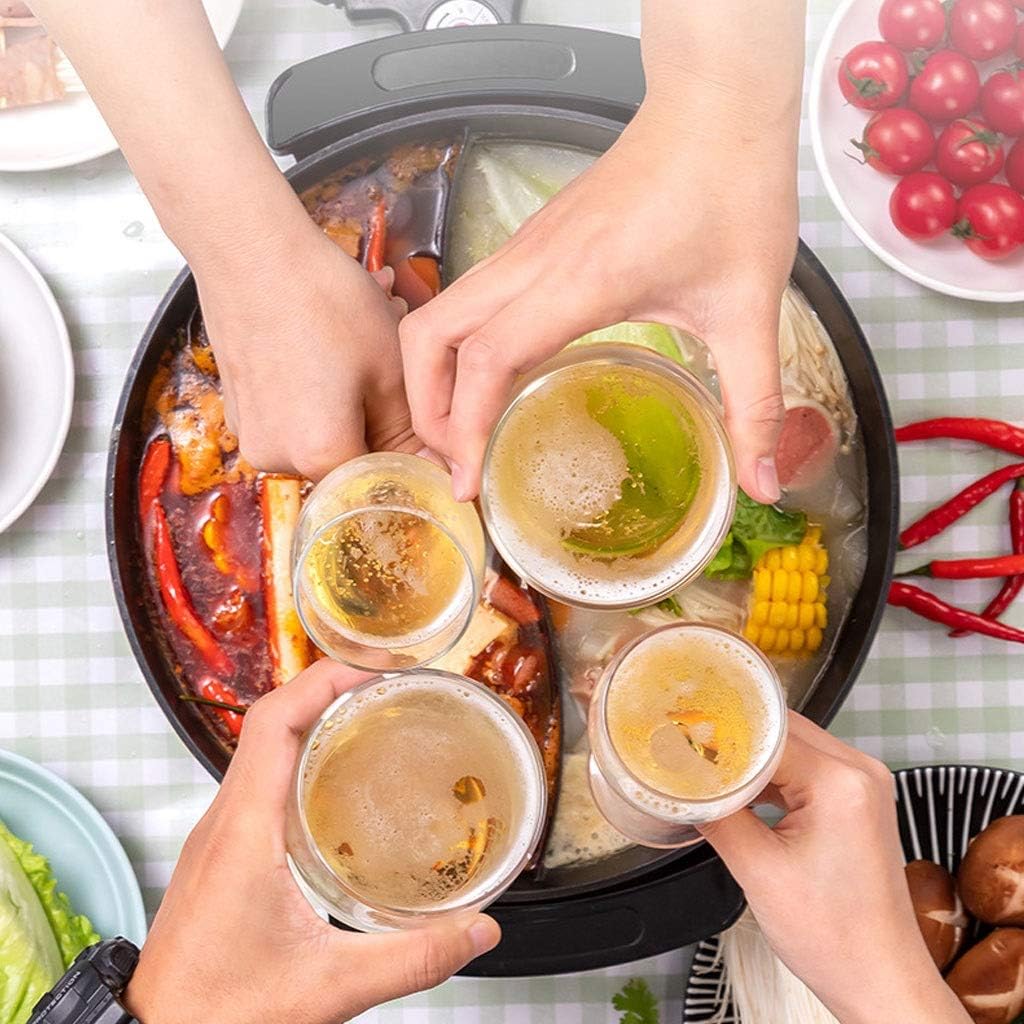 review Electric Pan Hot Pot, Korean Style BBQ Poke Hot Pot Dual Pot Barbecue Machine, 1360W 2 in 1 BBQ Frying Cook Grill Kitchen (Color : Round Pot)