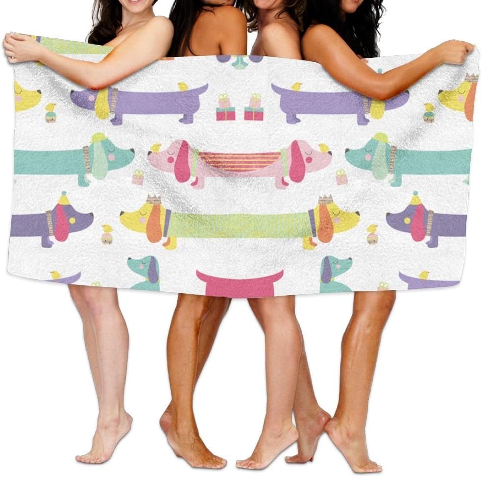 Meius Kawaii Sausage Dog Print Adult Beach Towels