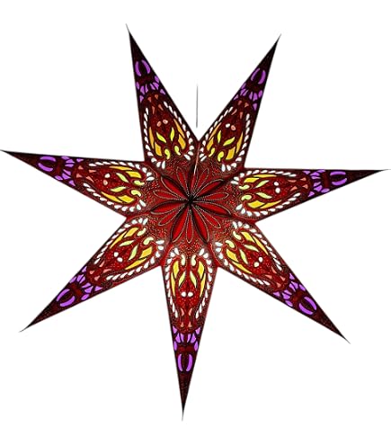 YEPSIO 60cm 7-Pointed Paper Star Lantern Lampshade – Large Ceiling Hanging Decoration, Reusable, For Christmas, Weddings, Parties