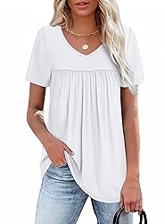 White Shirts for Women Summer Short Sleeve Tops V