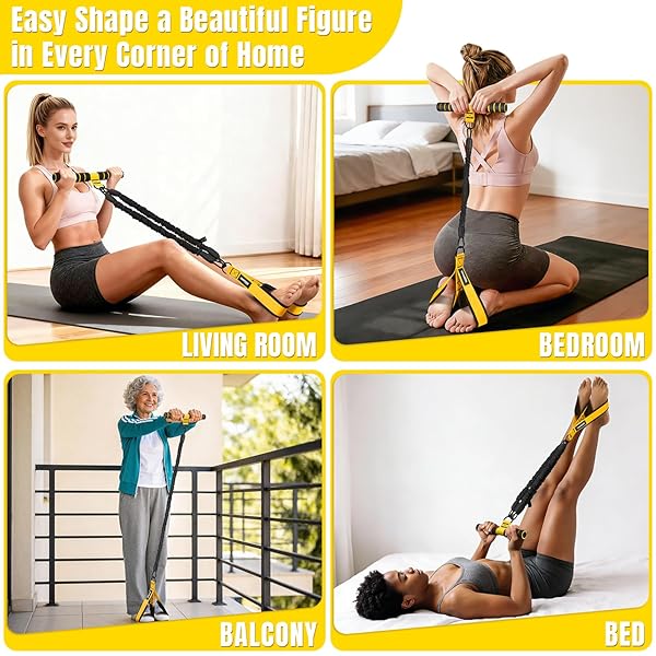 KUZARO UPGRADED MULTIFUNCTION PEDAL RESISTANCE BAND WITH HANDLE, 3 TUBE ADJUSTABLE RESISTANCE BANDS FOR ABDOMEN, WAIST, ARM, CORE/ABS, LEG WORKOUT – SIT UP EXERCISE EQUIPMENT FOR WOMEN