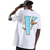 Fashion Men's Oversized Short Sleeve Tee Shirt V Letter Printed Hip Hop Top | Y2k Vintage Streetwea