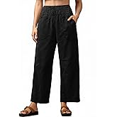 Cicy Bell Womens Smocked Barrel Jeans Casual Trendy High Waisted Baggy Pull On Denim Pants