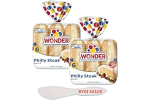 Wonder Bread Philly Steak Rolls, White Bread Sub Rolls, 15 oz, 6 Count 2 Pack And (1) BVOJ SALES Spatula