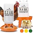 Roosty's Chicken Feeder and Waterer Kit - 1L Chicken Feeder and 1.5L Chicken Waterer | Chicken Feeder and Hanging Chicken Waterer | Duck Feeder, Quail Feeder, Chicken Starter Kit