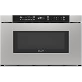 Sharp SMD2420MS 24-Inch Built-In Microwave Drawer Oven, 1.2 Cu. Ft, Stainless Steel, Touch Control Panel, Sensor Cook Technology, Under-Counter Installation