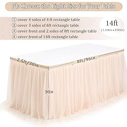QueenDream Tulle Table Skirt for Rectangle 2 Layer
