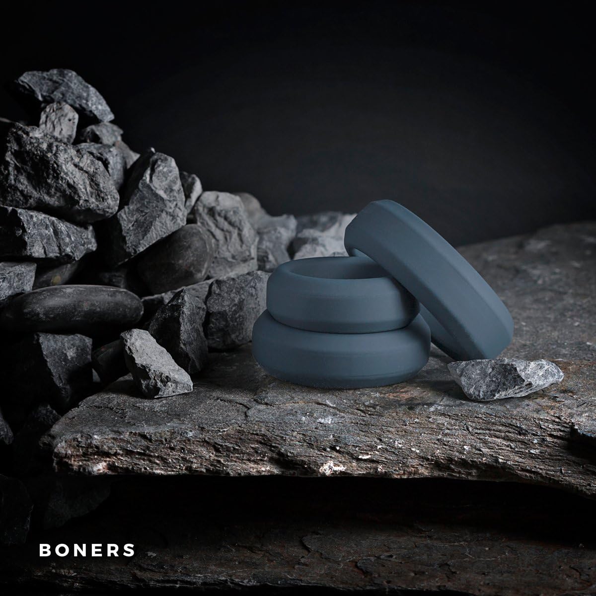 Boners - Deluxe Cock Ring Set, 3 Piece M/L, Brown,grey - Image 3