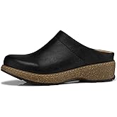 SHIBEVER Clogs for Women Mules Shoes Leather Slip On Clog Closed Toe Comfortable Mules Black Size 11