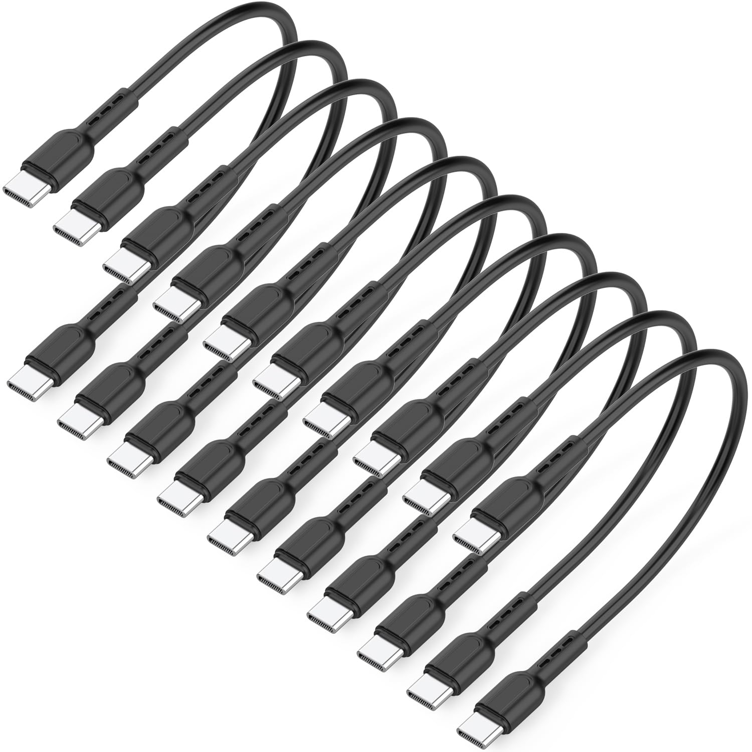 Photo 1 of SOOPII 10-Pack 8 Inch USB C to USB C Cables,0.7Ft 60W Short Type c Fast Charging Cables for lPhone 15/16,Pro/Plus/Pro Max,Galaxy S24/S23,iPad,MacBook,Charging Station and Power Bank Accessory(Black)