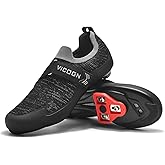 Vicogn Mens Womens Indoor Cycling Shoes Compatible with Peloton Bike Pre-Installed with Look Delta Cleats Clip in Outdoor Road Bike Shoes