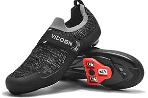 Vicogn Mens Womens Indoor Cycling Shoes Compatible with Peloton Bike Pre-Installed with Look Delta Cleats Clip in Outdoor Road Bike Shoes