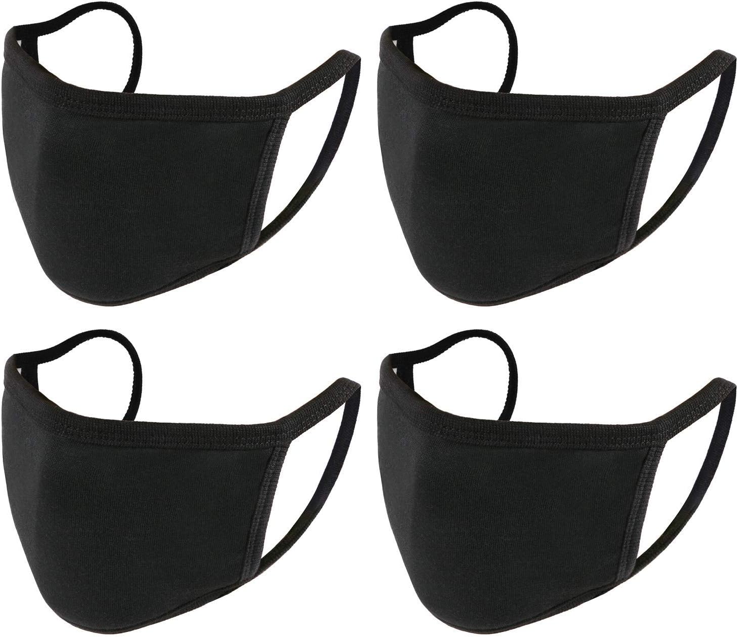 4pcs Anti Pollution Protective Shield 4 Pack Black Reusable Black Cotton Cover Outdoor Face Mask Covering Hat Washable