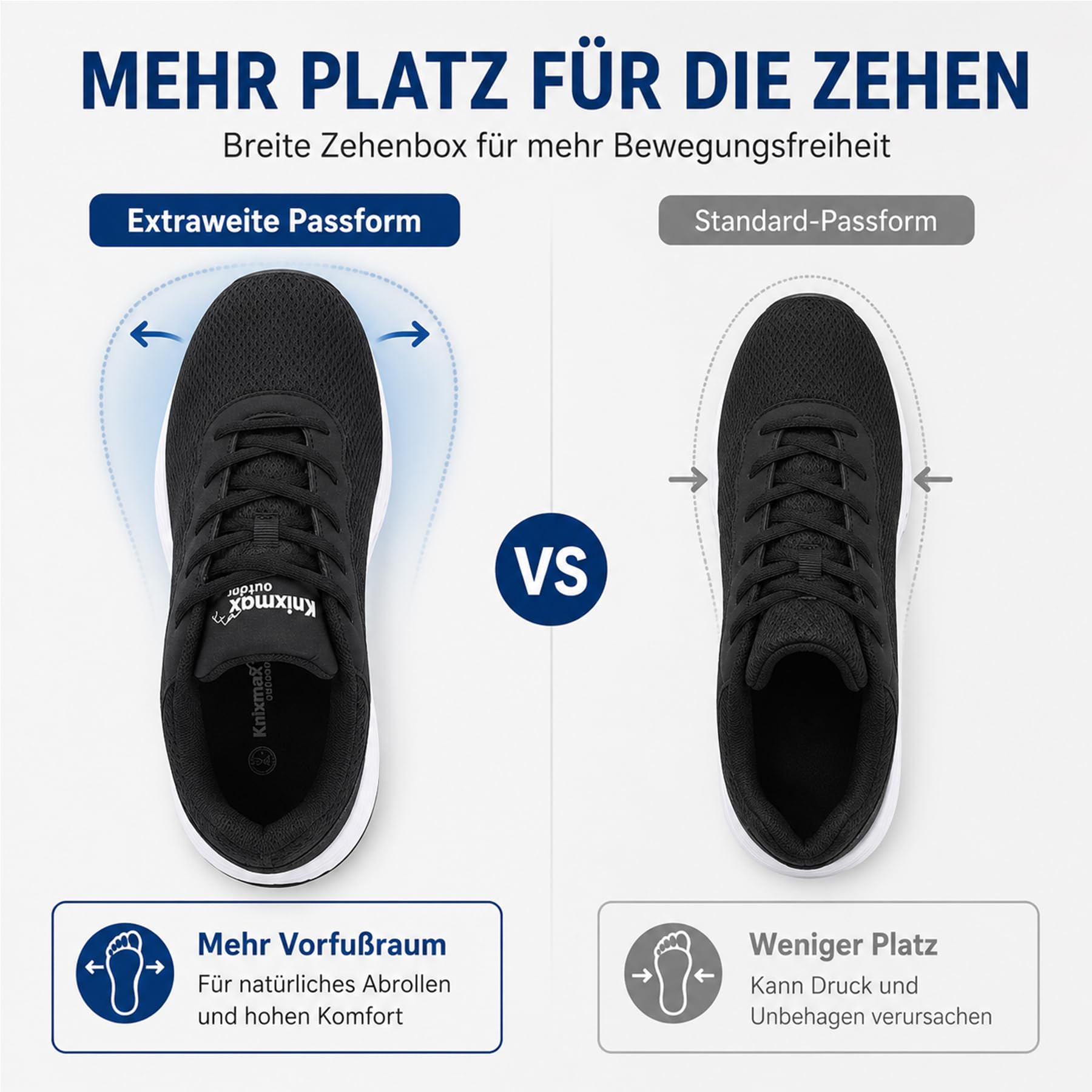 Extra Weit Laufschuhe Diabetiker Schuhe Walkingschuhe Herren Damen Schwarz EU45 2