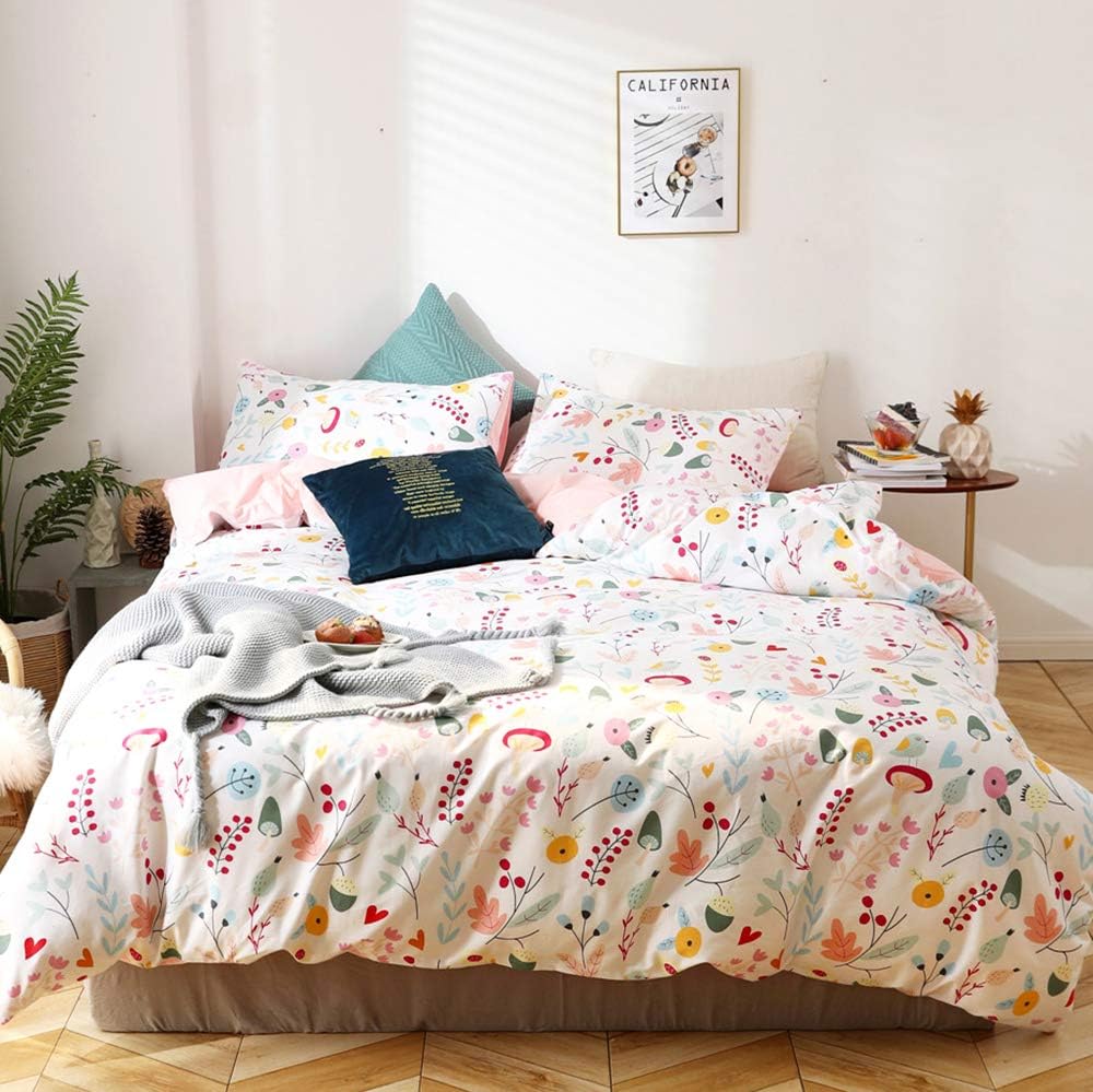 Amazon Com Amztop Newest Chic Pink Duvet Cover Cartoon Flowers For Kids Teens Lovely Cartoon Flower Quilt Cover Twin Cotton Pink Comforter Cover 3 Pieces No Comforter Home Kitchen
