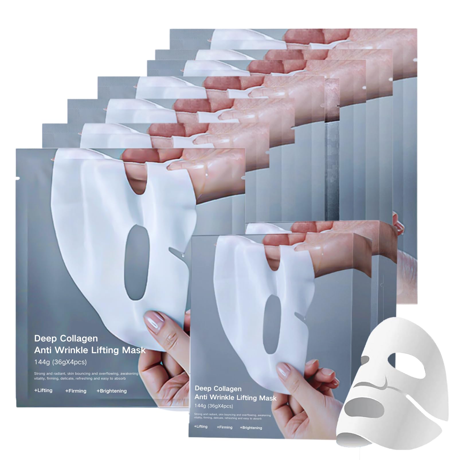 Deep Collagen Anti Wrinkle Lifting Mask, 8 PCS Korean Face Mask, Bio Deep Collagen Overnight mask, Bio Overnight collagen Face masks Skincare for Hydrate, Elasticity, Shrink Pores, Brighten, Soothe — image 1