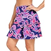 WOWENY Women's Active Skort Athletic Ruffle 17" Pleated Tennis Skirt with Pocket for Ladies Running Golf Workout