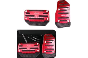 Flygun 2 PCS Car Accelerator Brake Pedal Decor Kit, Durable Metal Rubber Vehicle Brake Pedal Cover Accessories, Universal Anti-Slip Automotive Transmission Pedal Covers Replacements (Red)