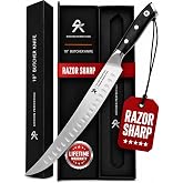 Kitchen perfection 10&rdquo; Butcher Breaking Knife for Meat Cutting, BBQ Brisket | With Sheath, Ultra Sharp, Premium German Steel, Granton Edge, Full Tang Ergonomic Handle.Great Carving Slicing &amp; Fillet Knife
