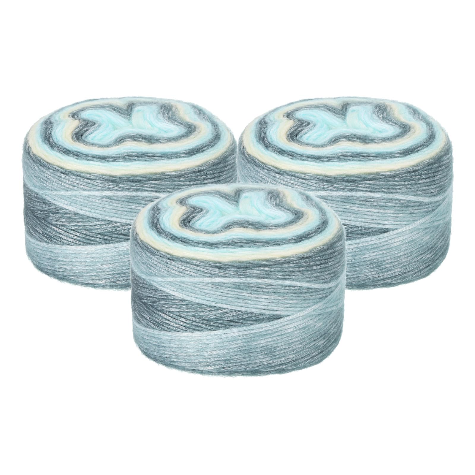 uxcell 3Pcs 100g Gradient Cake Cotton Yarns, Soft Rainbow Yarn Ball for Knitting and Crocheting Craft Project, Mixed Light Yellow (300g x 3, 245M L Each)