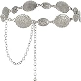 WHIPPY Women Concho Chain Belt Metal Link Western Cowgirl Turquoise Chain Belt for Dress