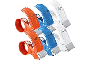 Watersay 6 Pcs 2 Inch Packing Tape Dispenser Gun Heavy Duty Metal Tape Gun for Packing Boxes Wide Tape Gun for Handheld Sealing Cutter Warehouse Tools, White, Orange, Blue