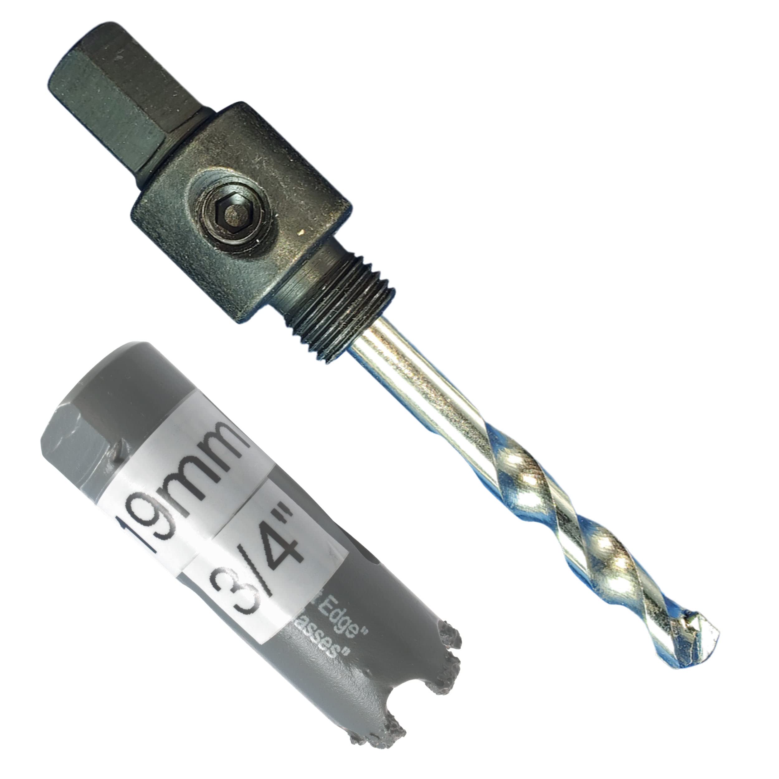 19mm Carbide Hole Saw Kit (3/4) 19mm Brick Hole Saw with 9.5mm (3/8) Hex End Hole Saw Arbor with Masonry TCT Pilot Drill For Drilling Concrete Brick Plaster Masonry Fiberglass and Plasterboard
