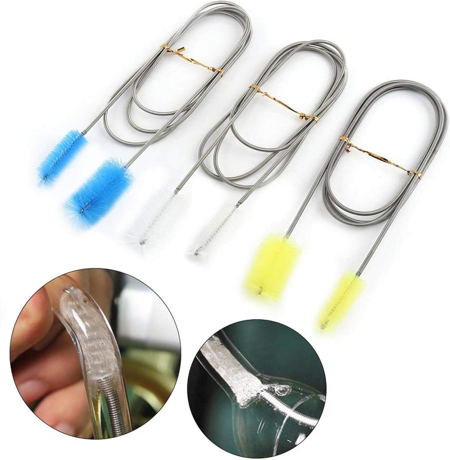 KUIDAMOS Stainless Flexible Double Ended Cleaning Brush,U-Shape Tube Double Tube Brush for Fish Tank Aquarium,Water Pump,Filters,Pipe,Connector(blue) - Image 4