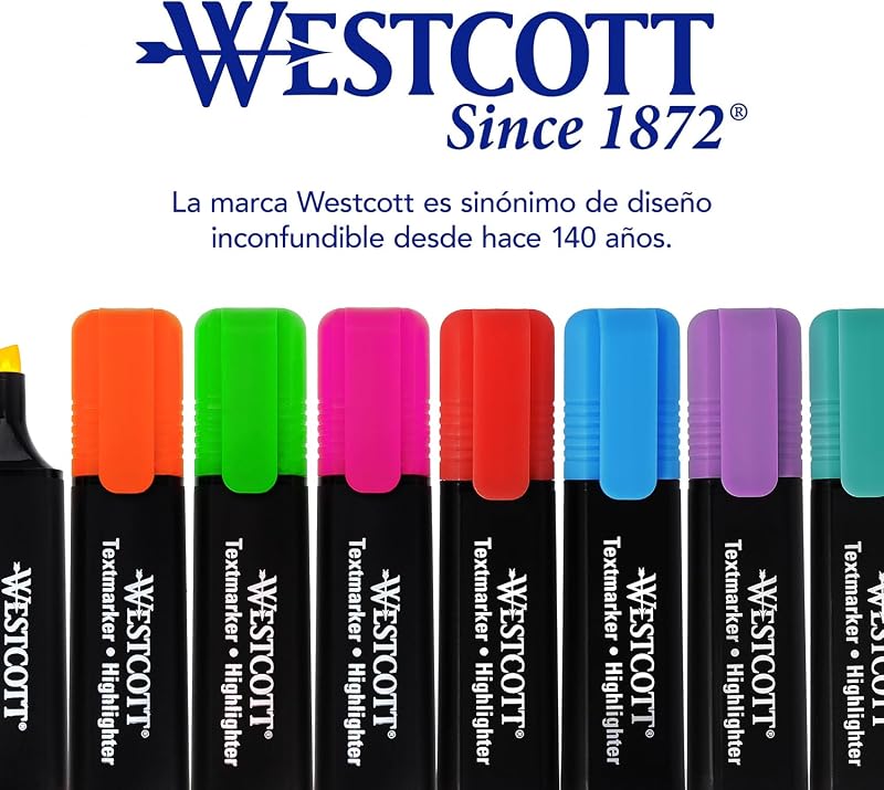 Marcadores fluorescentes, 8 peças, variedade | Marcadores fluorescentes em cores vivas | Espessura do traço: 2-5 mm | Tinta premium da Alemanha | E-744252 00