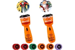 PUREADEE 2PCS Kids Flashlight,Children's Halloween Christmas Projection Flashlight，Flashlight Projector Toys for Kids,6 Cards, 48 Patterns,Children's Holiday Gift.