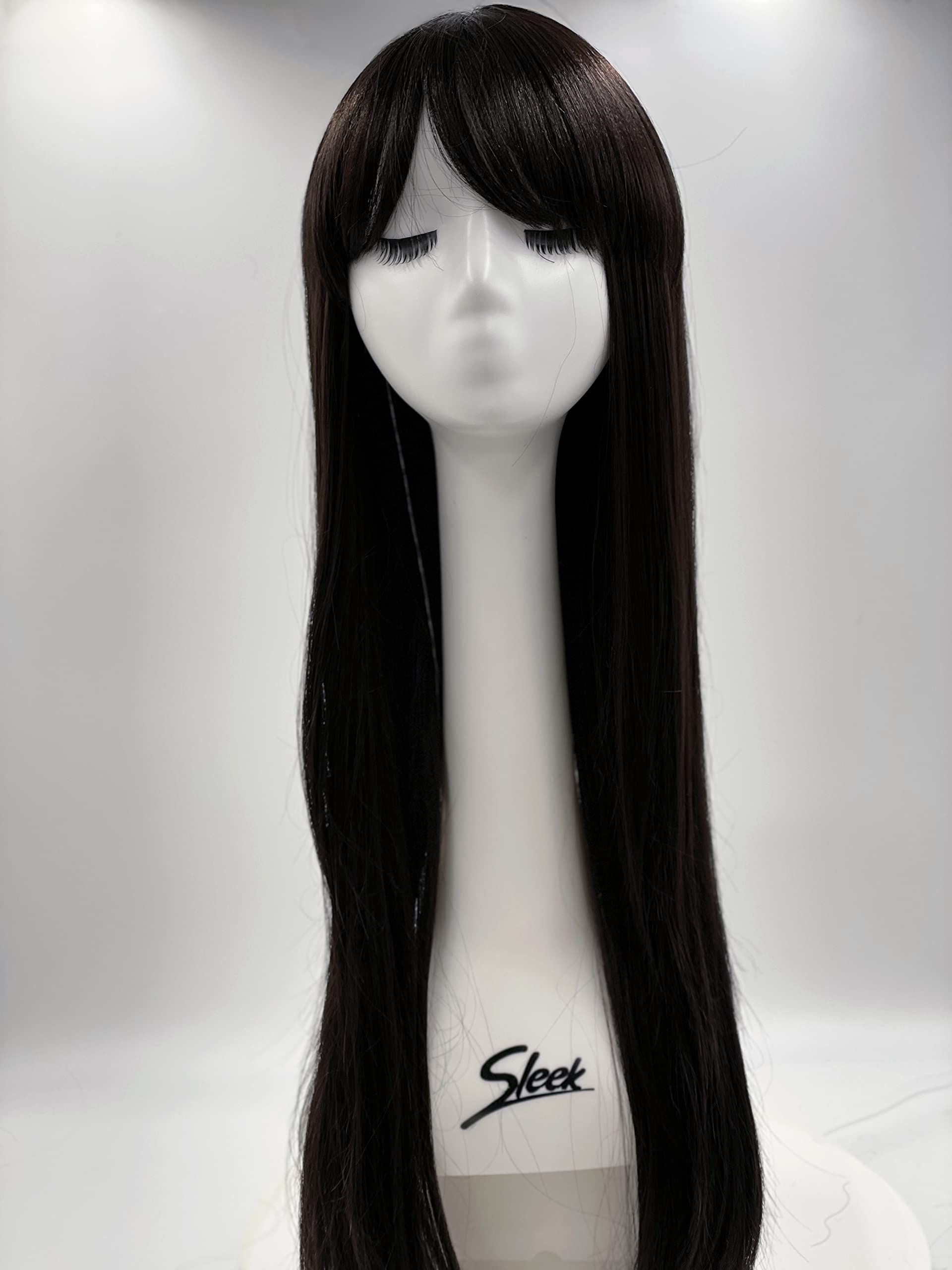 SLEEK Synthetic Long Straight Wig With Bang 34'' Straight wigs with 3 Combs in Non Lace Wig Can Be Heated-4