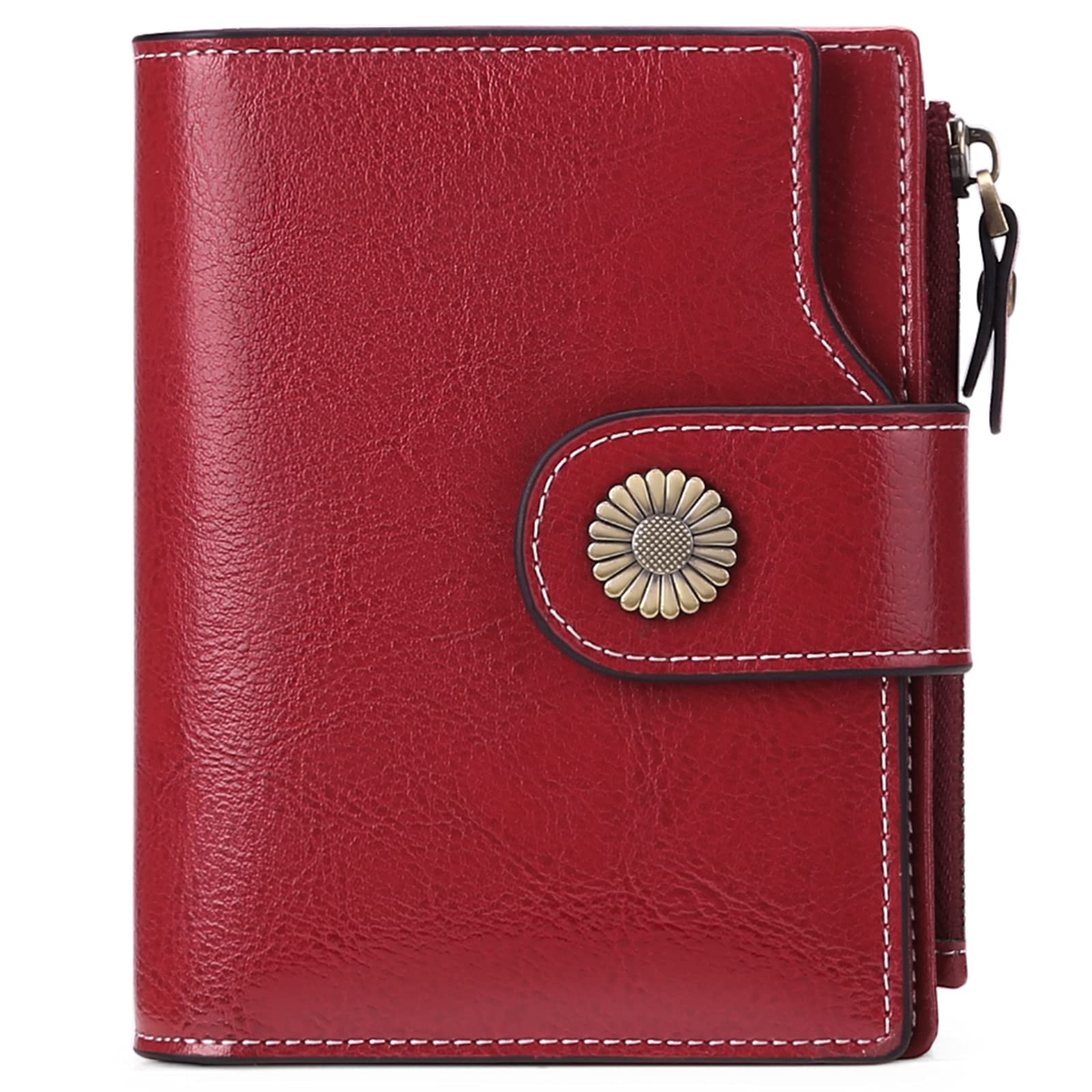 SENDEFN Small Women Wallet Genuine Leather RFID Blocking Bifold Small Purse with Zipper Pocket — image 1