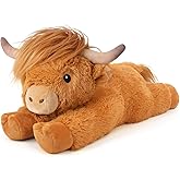 Cuckool Highland Cow Stuffed Animals, Microwavable Stuffed Animal Adorable Fluffy Highland Cow Plush for Warmth, Heatable Coolable Lavender Scent Toy, Cute Soft Plushie Gift for Kids Boy Girl & Adults