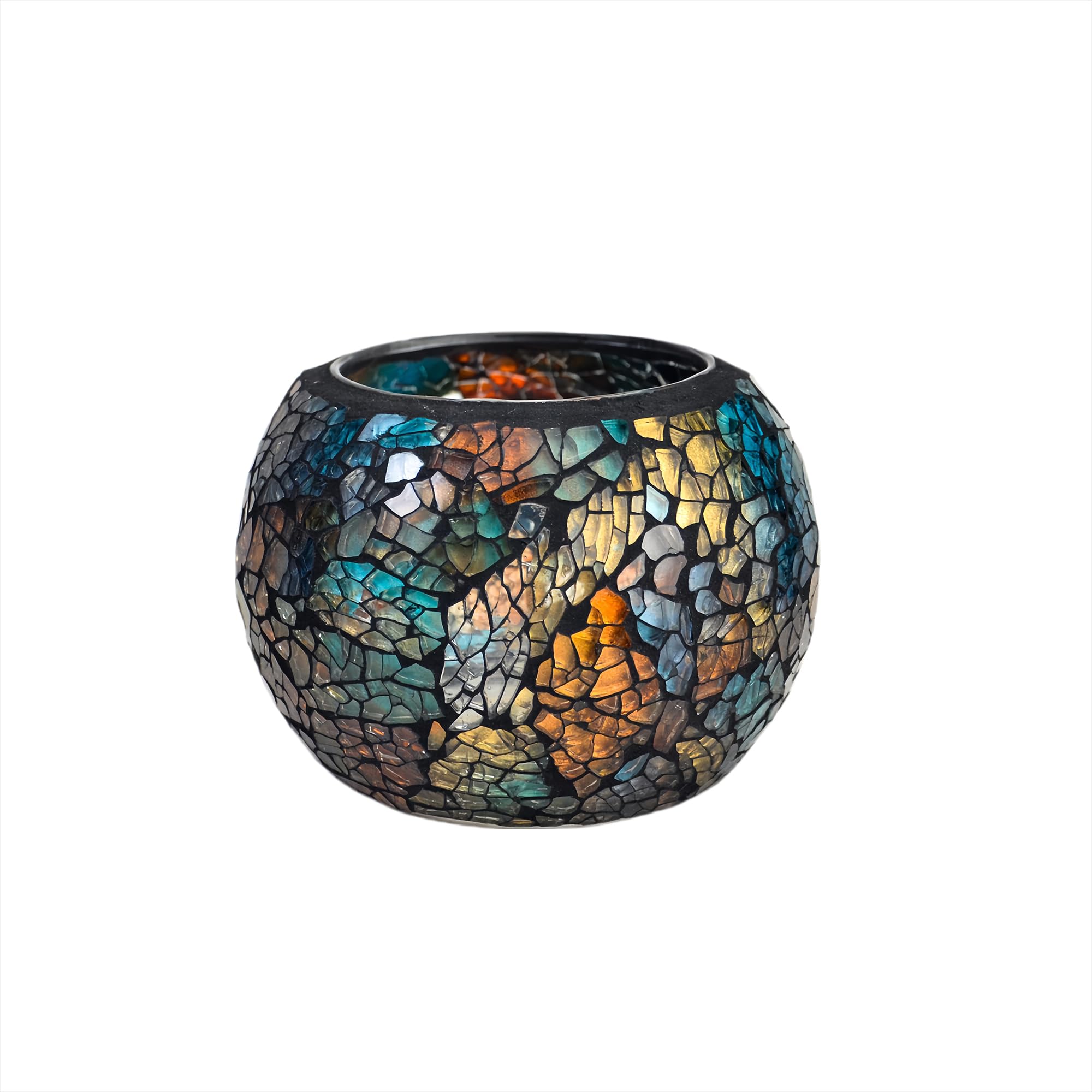 Photo 1 of ***MINOR DAMAGE SEE IMAGES***
ELEGANTZ Tealight Candle Holder Centerpiece - Luxury Mosaic Glass Dining Table Decorations - Elegant Modern Tea 
Lights Decor - Set of 2 - Gradient Blue