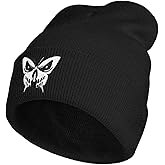 Butterfly Gothic Skull Skeleton Embroidery Beanie Hat for Men Women Winter Warm Stretch Skull Knit Hats Cap Black