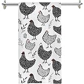 GOOZHO Black and White Chicken Kitchen Towels, Chicken Lovers Mom Lady Gifts Dish Tea Towels for Kitchen Decor, Farm Animal Rooster Hen Decorative Hand Towel for Bathroom, 16x24 Inches