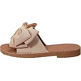 GORGLITTER Women's Bow Knot Flat Sandals Open Toe Slip On Slide Slipper Single Band Flats