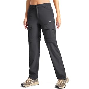Womens Hiking Pants Convertible Zip Off Lightweight Cargo Pants | Quick Dry Stretch Waterproof Nylon,7 Pockets,Pants to Short