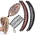 Aaiffey Banana Hair Clips Vintage Clincher Combs Tools for Curly Thick Hair Accessories Fish Shape Ponytail Holder Claws Grips Clamp Clip Claws Set for Women 4Pcs