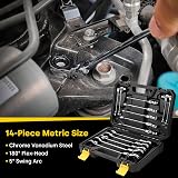 Enventor 14PC Flex Head Ratchet Spanner Set Metric 6-19mm Cr-V Steel 72T Carry view 7