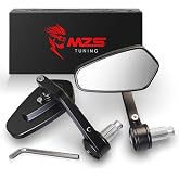 MZS Motorcycle Bar End Mirrors for 7/8" 22mm Handlebar Sport Street Bikes | Adjustable Long Stem Arrow Side Rear View Handlebar Mirrors, fits GROM Z400 Z500 Z900 MT07 MT09 R3 R6 SV650 GSX8T GSX8R GSXR